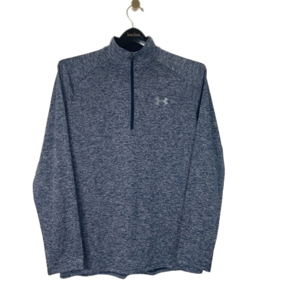 Under Armour Pull Over Womens Medium Loose Blue Athletic Long Sleeve Quarter Zip